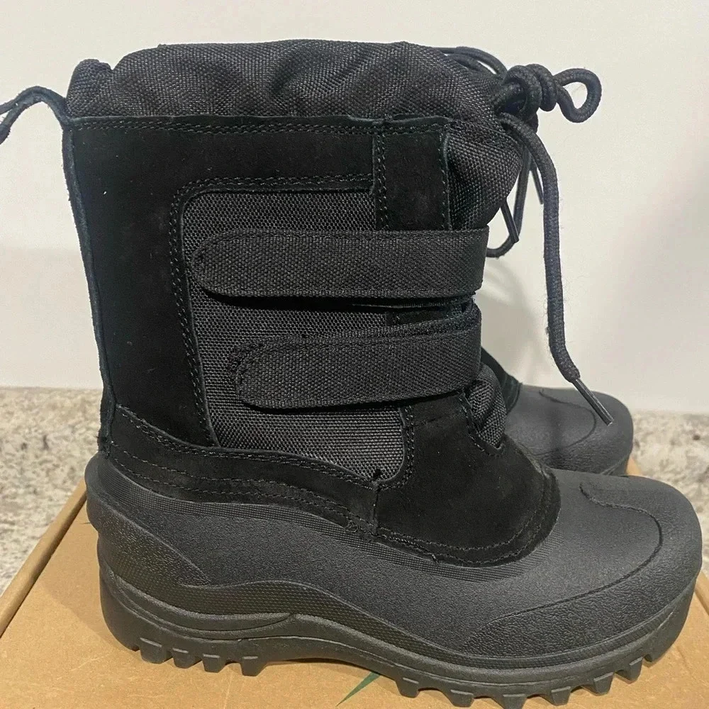 Itasca Little Pac Snow Boots Thinsulate Insulated Black Boots Youth Size 4